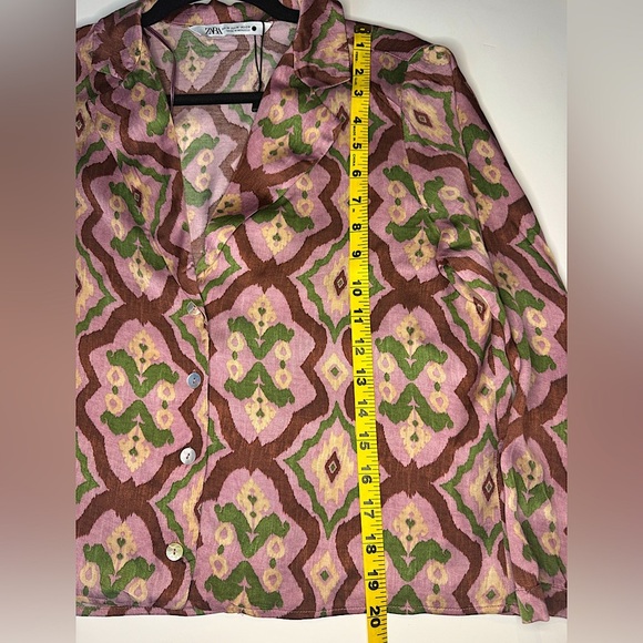 ZARA Patterned Button-Up Women's Top - Picture 3 of 7